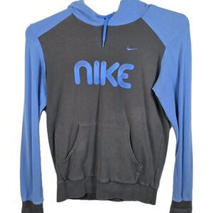 Nike Women's Medium Grey / Blue Long Sleeve Hoodie